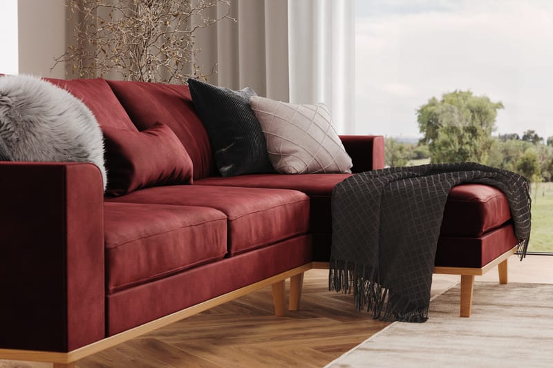 Copenhagen 4-personers Højrevendt L-formet Divansofa i Fløjl - Lilla - Møbler - Sofaer - Sofa med chaiselong