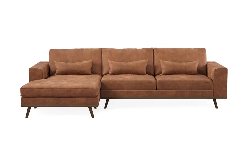 Copenhagen 4-personers Venstrevendt L-formet Divansofa i Kunstlæder - Brun - Møbler - Sofaer - Sofa med chaiselong