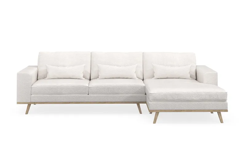 Copenhagen 4-personers Højrevendt L-formet Divansofa i Bouclé - Hvid - Møbler - Sofaer - Sofa med chaiselong