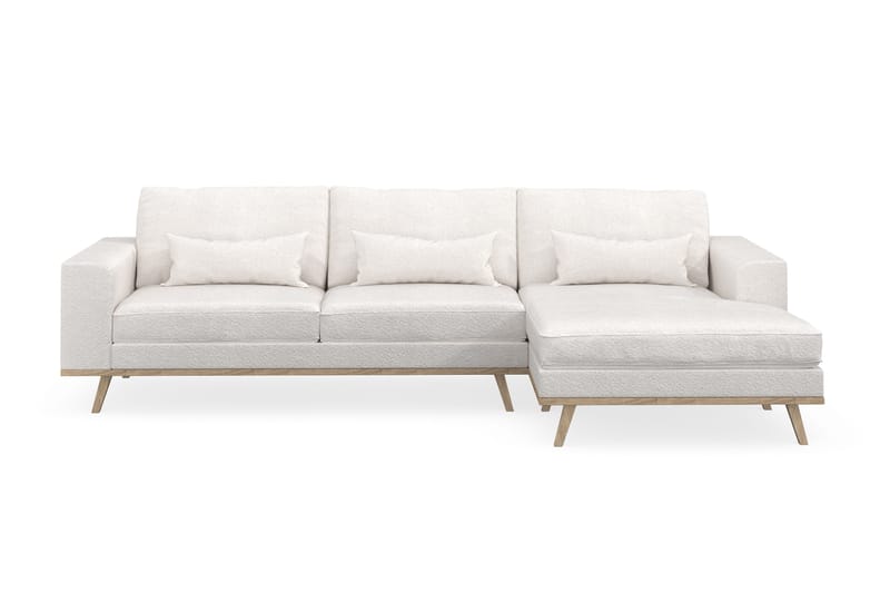 Copenhagen 4-personers Højrevendt L-formet Divansofa i Bouclé - Hvid - Møbler - Sofaer - Sofa med chaiselong