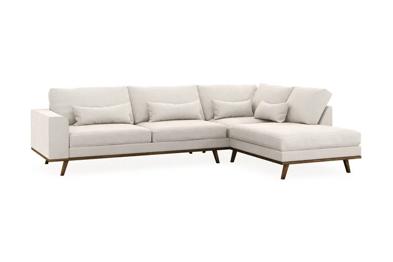 Copenhagen 4-personers Højrevendt L-formet Chaiselongsofa i Fløjl - Cremehvid - Møbler - Sofaer - Sofa med chaiselong