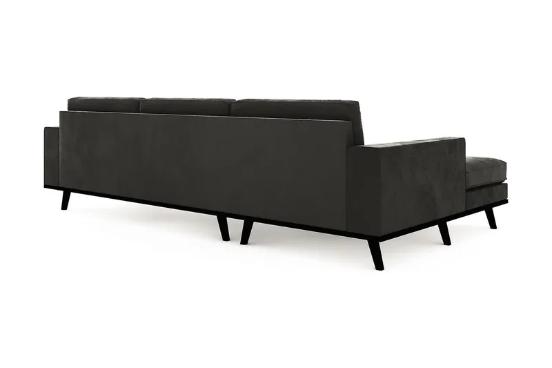 Copenhagen 4-personers Venstrevendt L-formet Divansofa i Fløjl - Mørkegrå - Møbler - Sofaer - Sofa med chaiselong