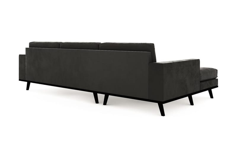 Copenhagen 4-personers Venstrevendt L-formet Divansofa i Fløjl - Mørkegrå - Møbler - Sofaer - Sofa med chaiselong