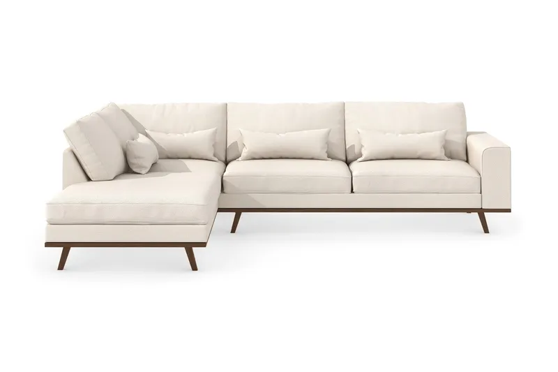 Copenhagen 4-personers Venstrevendt L-formet Divansofa i Stof, Beige