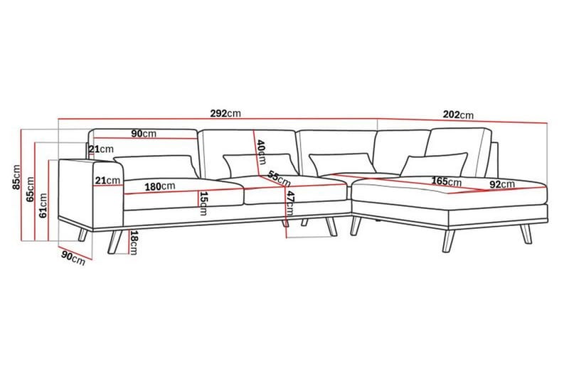 Copenhagen 4-personers Højrevendt L-formet Chaiselongsofa i Stof - Lysegrå - Møbler - Sofaer - Sofa med chaiselong