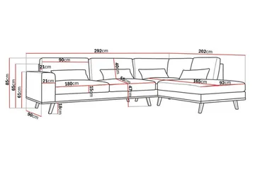 Copenhagen 4-personers Højrevendt L-formet Chaiselongsofa i Fløjl - Mørkegrå - Møbler - Sofaer - Sofa med chaiselong