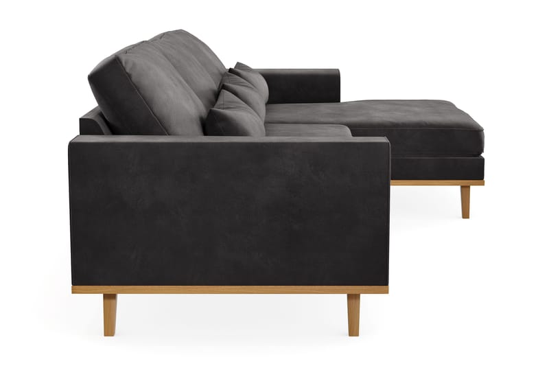 Copenhagen 4-personers Højrevendt L-formet Divansofa i Fløjl - Mørkegrå - Møbler - Sofaer - Sofa med chaiselong