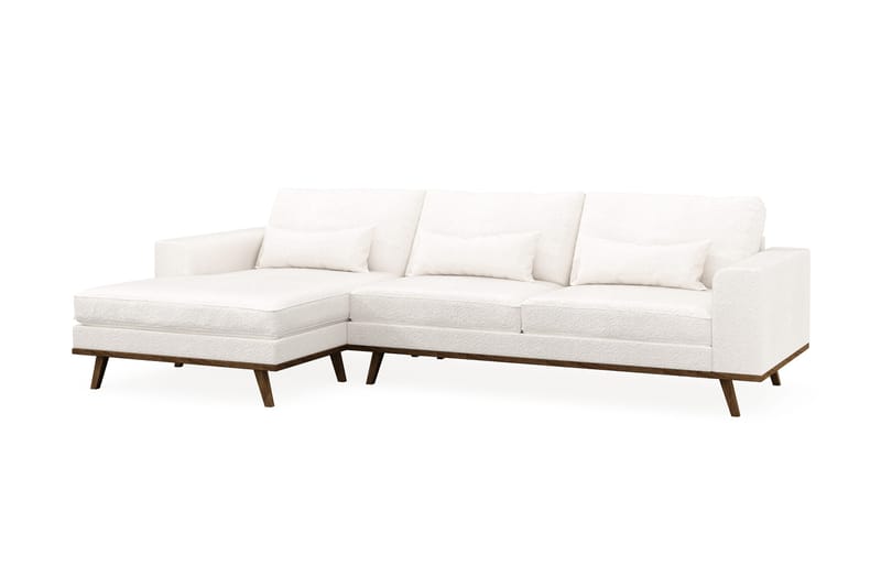 Copenhagen 4-personers Venstrevendt L-formet Divansofa i Bouclé - Hvid - Møbler - Sofaer - Sofa med chaiselong