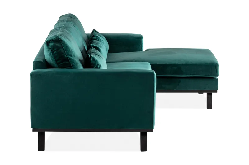Copenhagen 4-personers Højrevendt L-formet Divansofa i Fløjl - Grøn - Møbler - Sofaer - Sofa med chaiselong