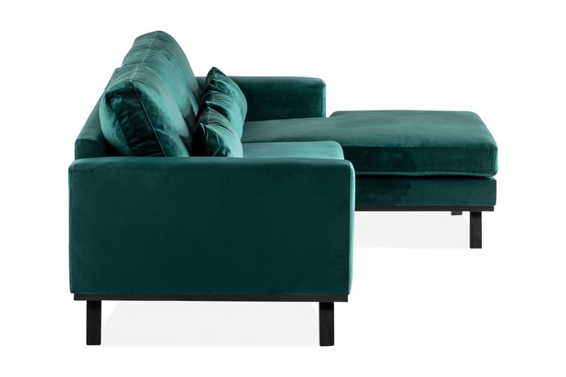 Copenhagen 4-personers Højrevendt L-formet Divansofa i Fløjl - Grøn - Møbler - Sofaer - Sofa med chaiselong