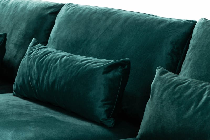 Copenhagen 4-personers Venstrevendt L-formet Divansofa i Fløjl - Grøn - Møbler - Sofaer - Sofa med chaiselong