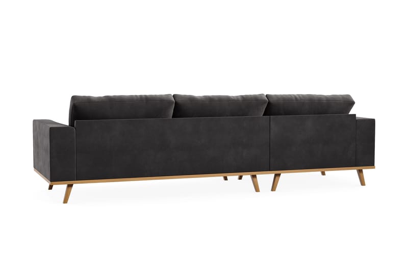 Copenhagen 4-personers Venstrevendt L-formet Divansofa i Fløjl - Mørkegrå - Møbler - Sofaer - Sofa med chaiselong