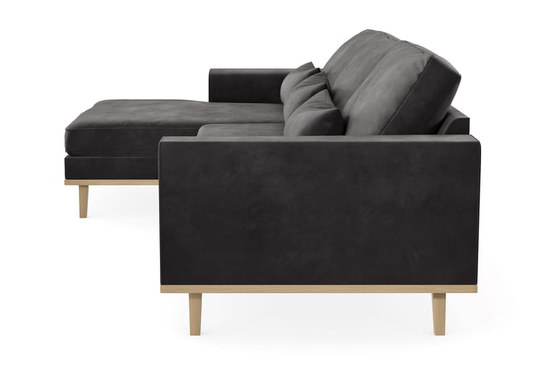Copenhagen 4-personers Venstrevendt L-formet Divansofa i Fløjl - Mørkegrå - Møbler - Sofaer - Sofa med chaiselong