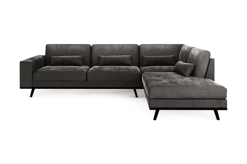 Copenhagen 4-personers Højrevendt L-formet Chaiselongsofa i Fløjl - Mørkegrå - Møbler - Sofaer - Sofa med chaiselong