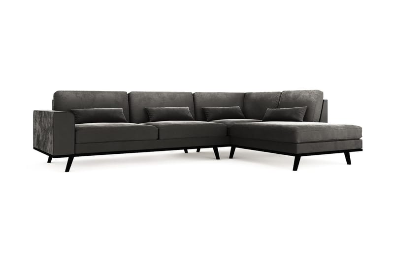 Copenhagen 4-personers Højrevendt L-formet Chaiselongsofa i Fløjl - Mørkegrå - Møbler - Sofaer - Sofa med chaiselong