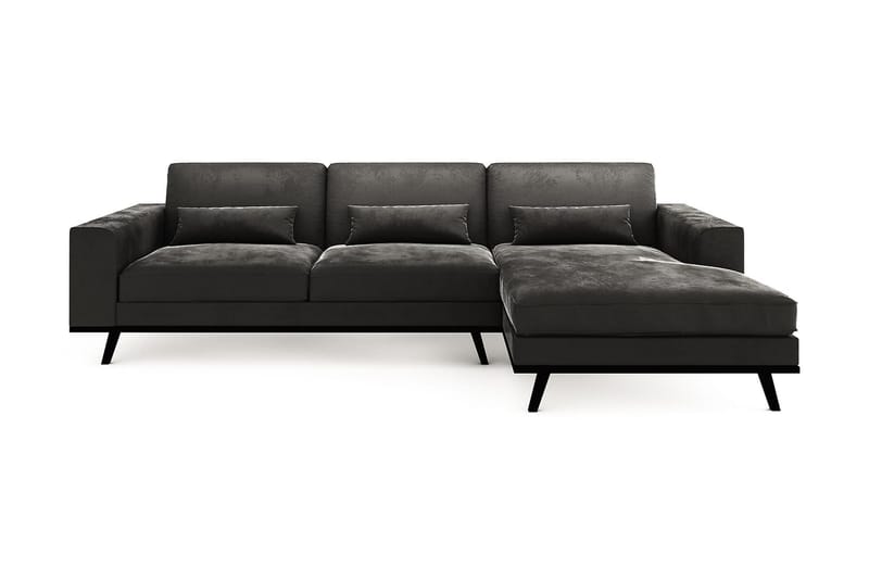 Copenhagen 4-personers Højrevendt L-formet Divansofa i Fløjl - Mørkegrå - Møbler - Sofaer - Sofa med chaiselong