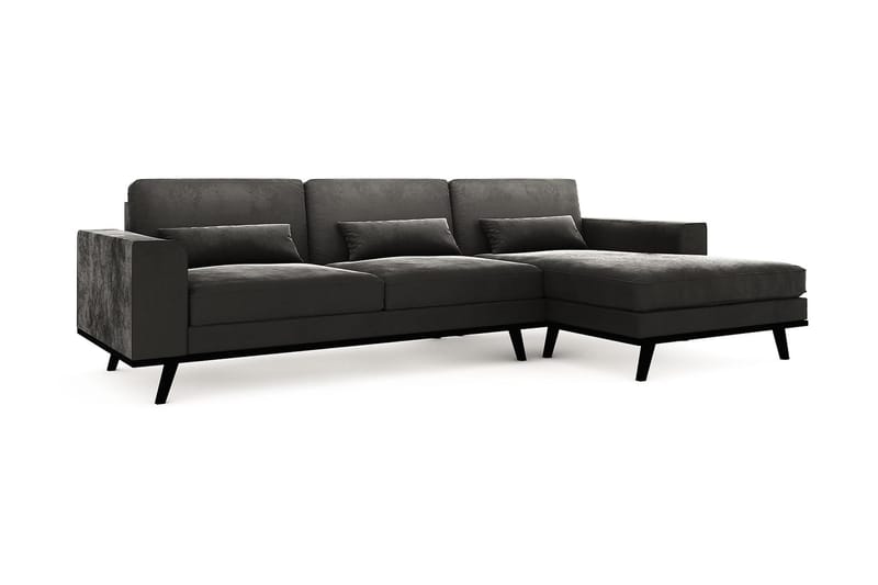 Copenhagen 4-personers Højrevendt L-formet Divansofa i Fløjl - Mørkegrå - Møbler - Sofaer - Sofa med chaiselong