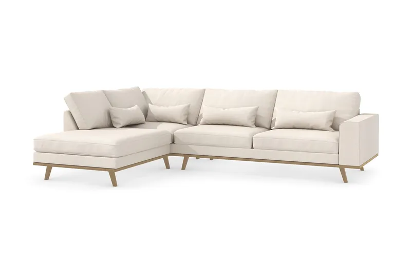 Copenhagen 4-personers Venstrevendt L-formet Divansofa i Stof - Beige - Møbler - Sofaer - Sofa med chaiselong