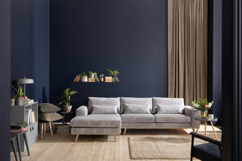 Copenhagen 4-personers Venstrevendt L-formet Divansofa i Manchester - Lysegrå - Møbler - Sofaer - Sofa med chaiselong