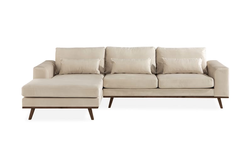 Copenhagen 4-personers Venstrevendt L-formet Divansofa i Fløjl - Beige - Møbler - Sofaer - Sofa med chaiselong