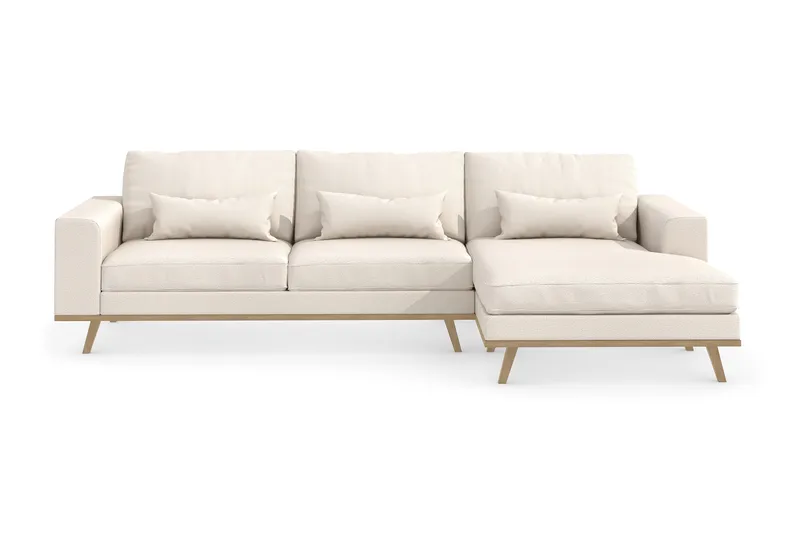 Copenhagen 4-personers Højrevendt L-formet Divansofa i Stof - Beige - Møbler - Sofaer - Sofa med chaiselong