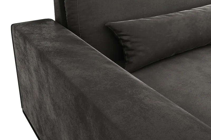 Copenhagen 4-personers Venstrevendt L-formet Chaiselongsofa i Fløjl - Mørkegrå - Møbler - Sofaer - Sofa med chaiselong