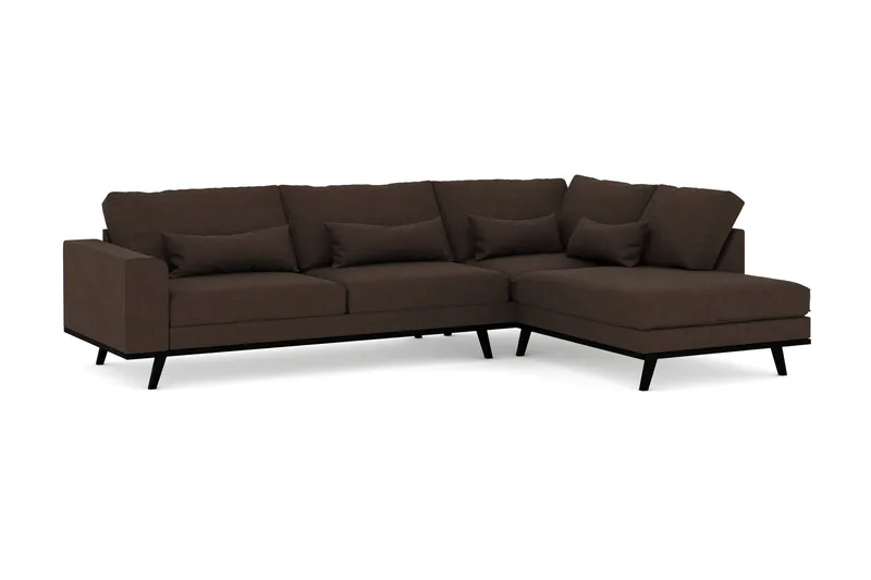 Copenhagen 4-personers Højrevendt L-formet Divansofa i Stof - Brun - Møbler - Sofaer - Sofa med chaiselong