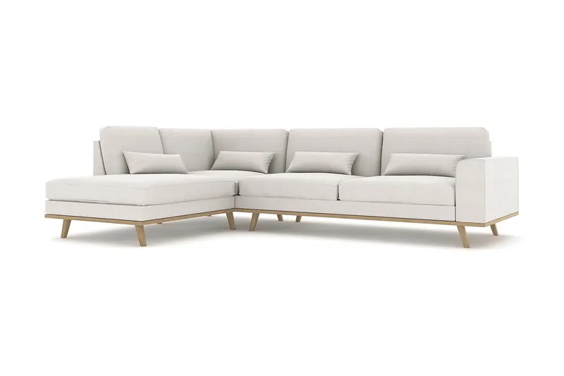 Copenhagen 4-personers Venstrevendt L-formet Chaiselongsofa i Stof - Lysegrå - Møbler - Sofaer - Sofa med chaiselong