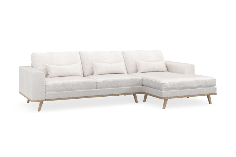 Copenhagen 4-personers Højrevendt L-formet Divansofa i Bouclé - Hvid - Møbler - Sofaer - Sofa med chaiselong