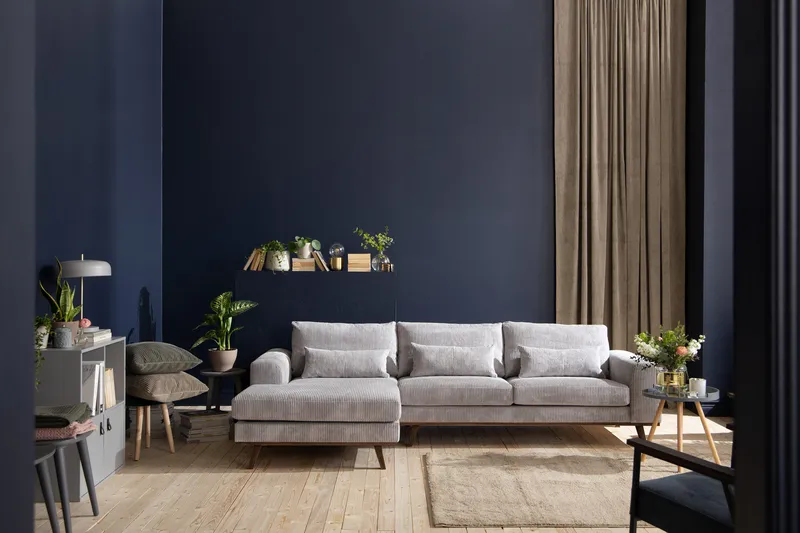 Copenhagen 4-personers Venstrevendt L-formet Divansofa i Manchester - Lysegrå - Møbler - Sofaer - Sofa med chaiselong