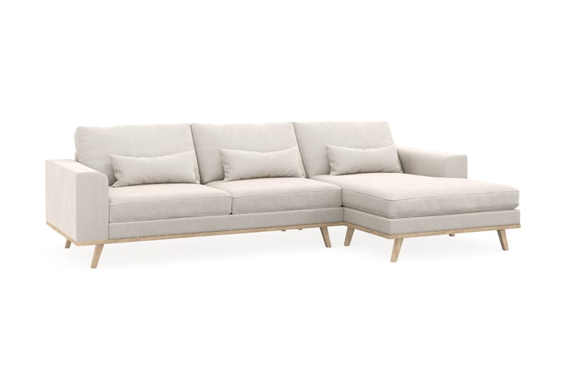 Copenhagen 4-personers Højrevendt L-formet Divansofa i Fløjl - Cremehvid - Møbler - Sofaer - Sofa med chaiselong