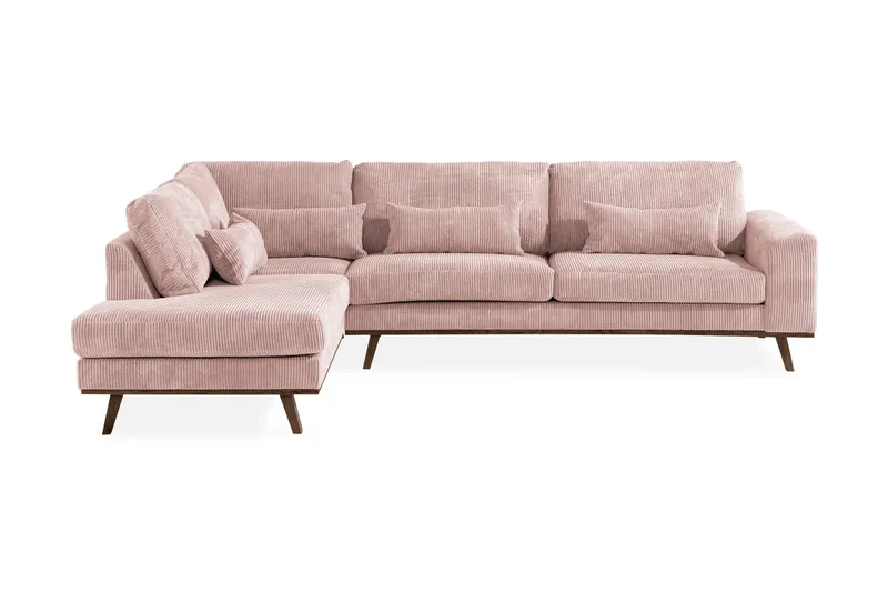 Copenhagen 4-personers Venstrevendt L-formet Divansofa i Manchester - Rosa - Møbler - Sofaer - Sofa med chaiselong