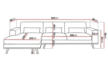 Copenhagen 4-personers Venstrevendt L-formet Divansofa i Manchester - Beige - Møbler - Sofaer - Sofa med chaiselong