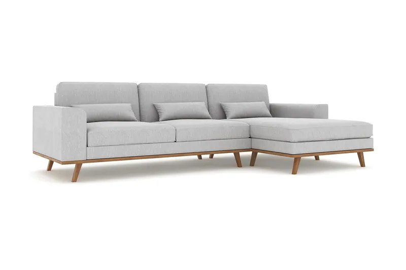 Copenhagen 4-personers Højrevendt L-formet Divansofa i Stof - Grå - Møbler - Sofaer - Sofa med chaiselong