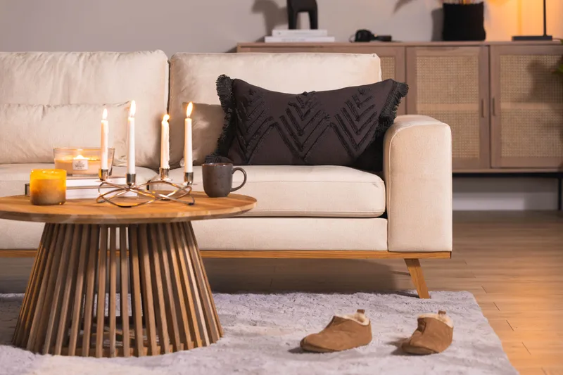 Copenhagen 4-personers Venstrevendt L-formet Divansofa i Fløjl - Beige - Møbler - Sofaer - Sofa med chaiselong