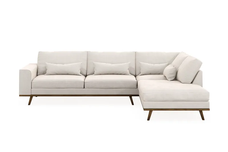 Copenhagen 4-personers Højrevendt L-formet Chaiselongsofa i Fløjl - Cremehvid - Møbler - Sofaer - Sofa med chaiselong