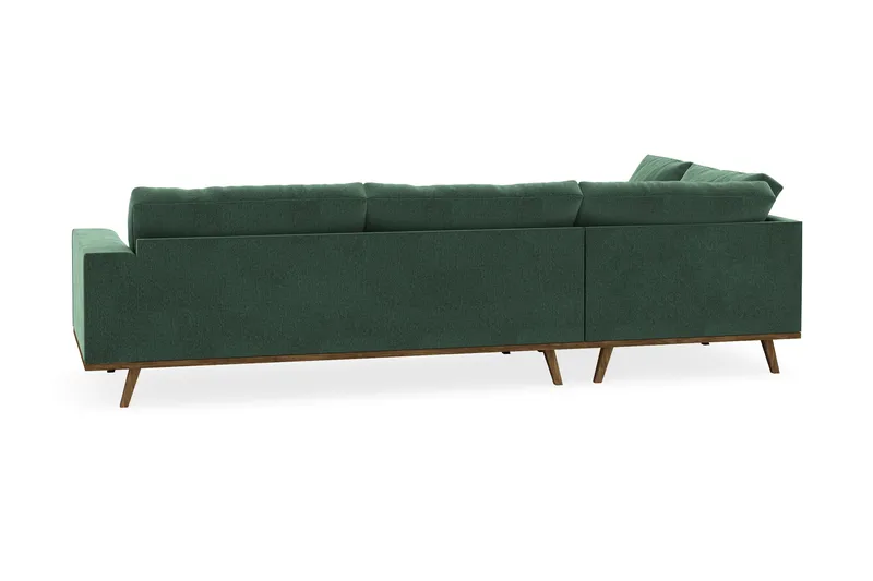 Copenhagen 4-personers Venstrevendt L-formet Chaiselongsofa i Fløjl - Mørkegrøn - Møbler - Sofaer - Sofa med chaiselong