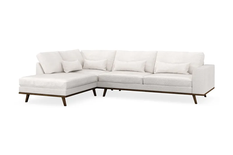 Copenhagen 4-personers Venstrevendt L-formet Chaiselongsofa i Bouclé - Hvid - Møbler - Sofaer - Sofa med chaiselong