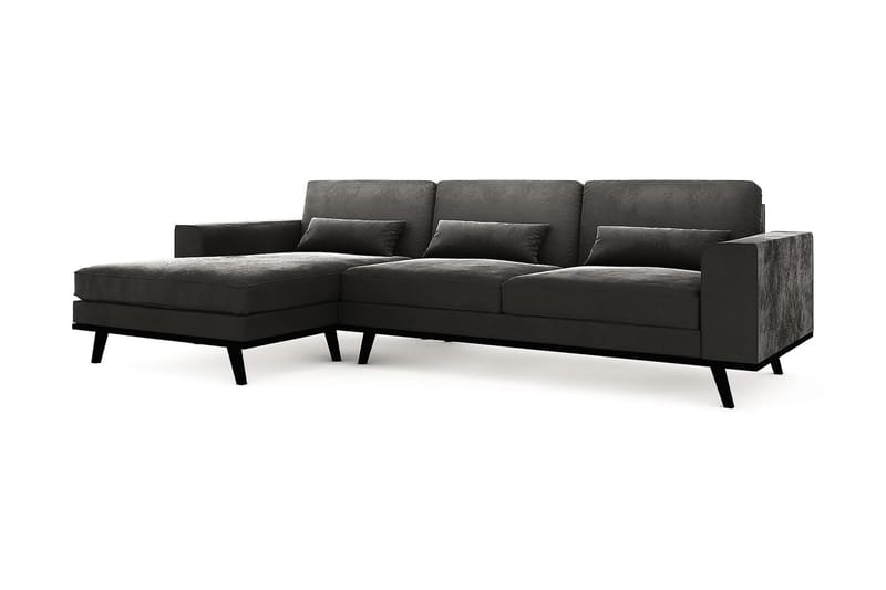 Copenhagen 4-personers Venstrevendt L-formet Divansofa i Fløjl - Mørkegrå - Møbler - Sofaer - Sofa med chaiselong