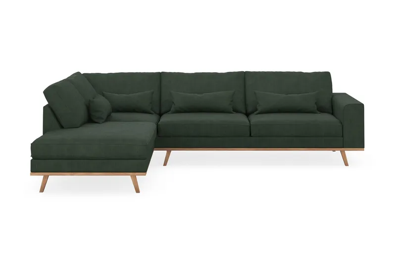 Copenhagen 4-personers Venstrevendt L-formet Chaiselongsofa i Manchester - Mørkegrøn - Møbler - Sofaer - Sofa med chaiselong