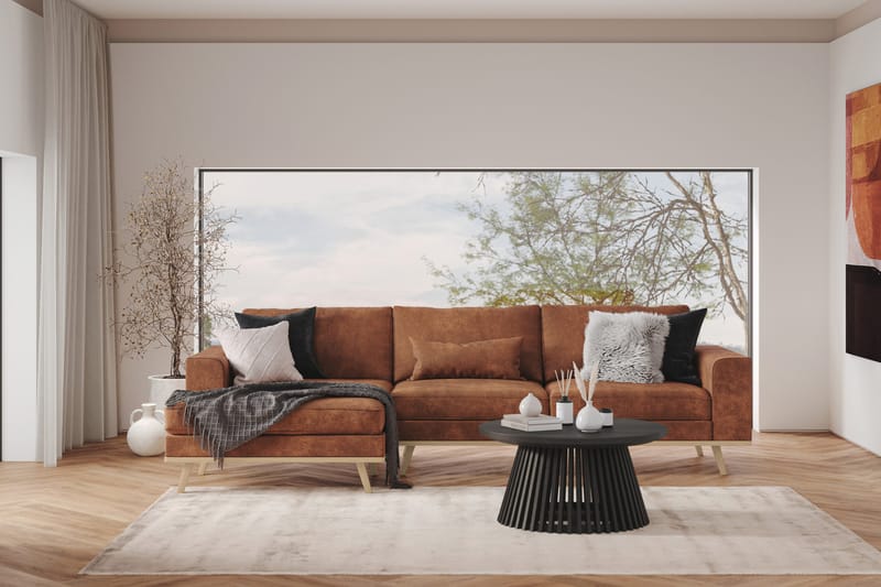 Copenhagen 4-personers Venstrevendt L-formet Divansofa i Kunstlæder - Brun - Møbler - Sofaer - Sofa med chaiselong