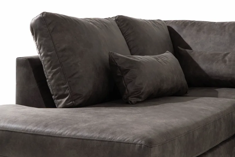 Copenhagen 4-personers Venstrevendt L-formet Chaiselongsofa i Kunstlæder - Mørkegrå - Møbler - Sofaer - Sofa med chaiselong