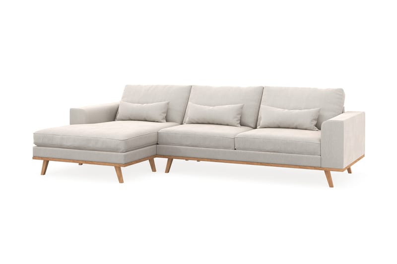 Copenhagen 4-personers Venstrevendt L-formet Divansofa i Fløjl - Cremehvid - Møbler - Sofaer - Sofa med chaiselong