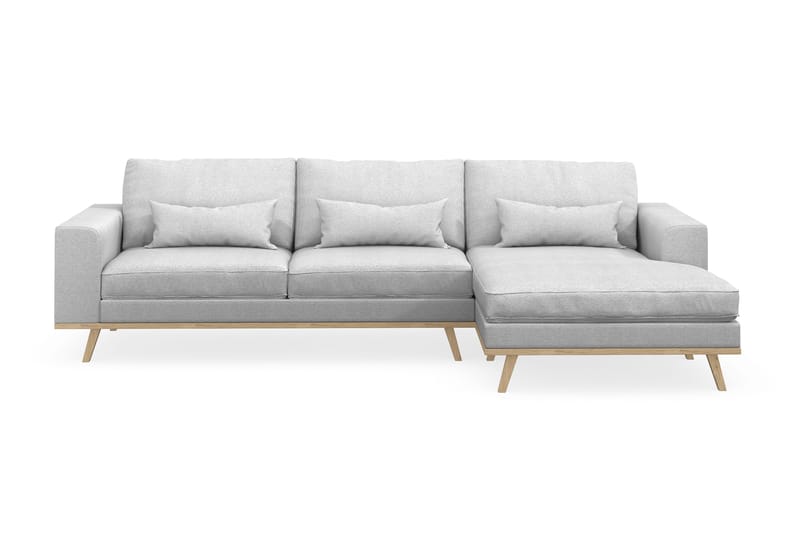 Copenhagen 4-personers Højrevendt L-formet Divansofa i Stof - Lysegrå - Møbler - Sofaer - Sofa med chaiselong