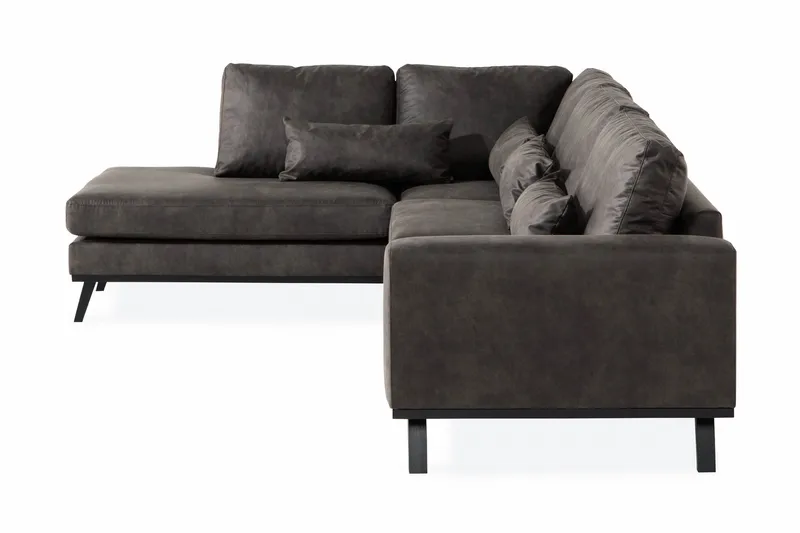 Copenhagen 4-personers Venstrevendt L-formet Chaiselongsofa i Kunstlæder - Mørkegrå - Møbler - Sofaer - Sofa med chaiselong