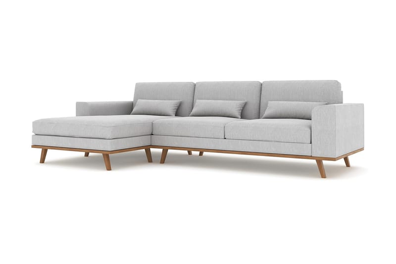 Copenhagen 4-personers Venstrevendt L-formet Divansofa i Stof - Grå - Møbler - Sofaer - Sofa med chaiselong