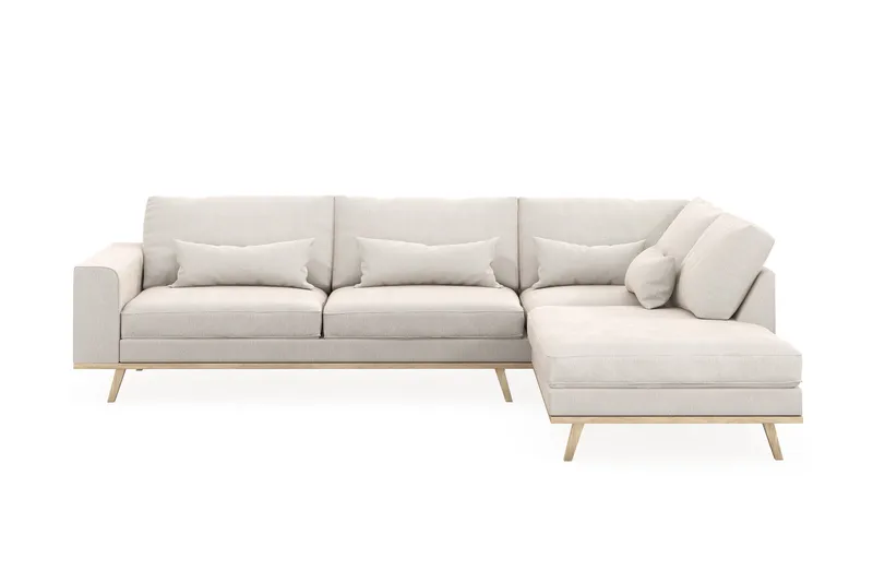 Copenhagen 4-personers Højrevendt L-formet Chaiselongsofa i Fløjl - Cremehvid - Møbler - Sofaer - Sofa med chaiselong
