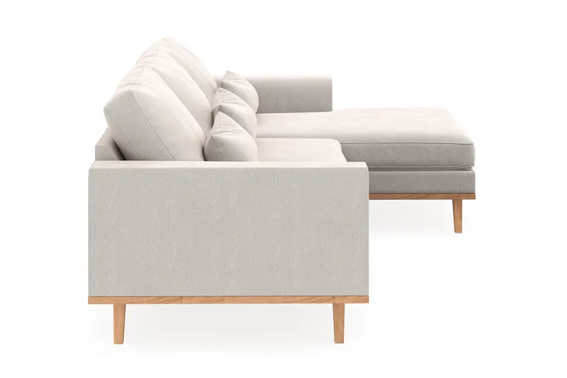 Copenhagen 4-personers Højrevendt L-formet Divansofa i Fløjl - Cremehvid - Møbler - Sofaer - Sofa med chaiselong