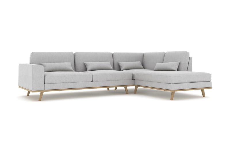 Copenhagen 4-personers Højrevendt L-formet Chaiselongsofa i Stof - Grå - Møbler - Sofaer - Sofa med chaiselong