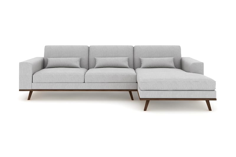 Copenhagen 4-personers Højrevendt L-formet Divansofa i Stof - Grå - Møbler - Sofaer - Sofa med chaiselong